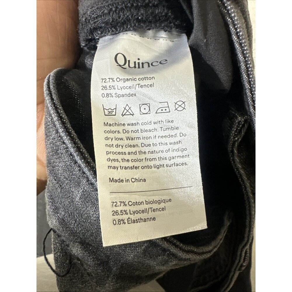 Quince Bella Stretch Relaxed Straight Jeans Womens Size 32 Charcoal Black Denim - Picture 6 of 9